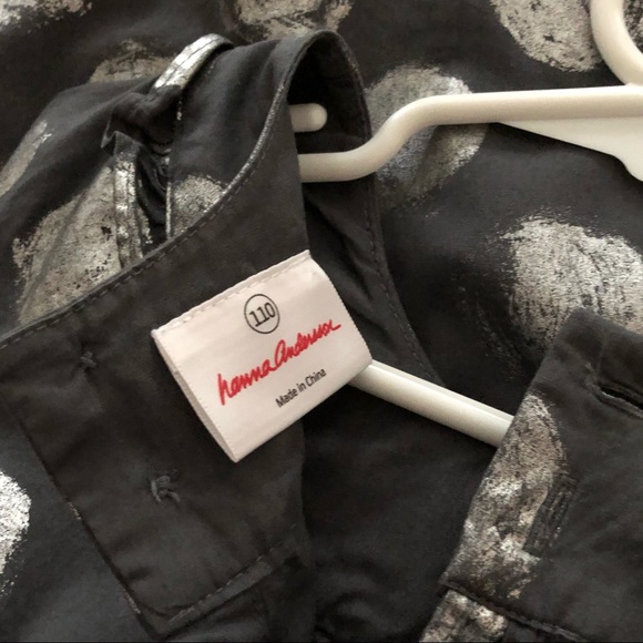 Hanna ANDERSSON gray dressy silver circle long sleeve dress size 5 euro 110 - Picture 6 of 12